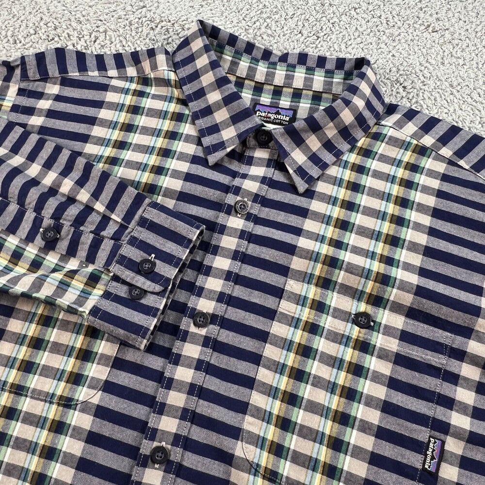 Patagonia Shirt Mens Large Pocket '13 Pima Cotton Organic Long Sleeve Button